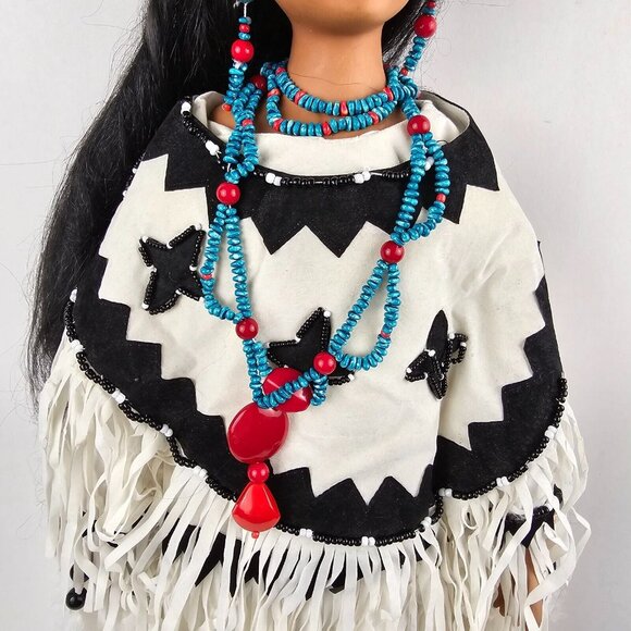 Porcelain Native American Doll Numbered Traditions Doll Collection 25 in Vintage - Picture 5 of 16